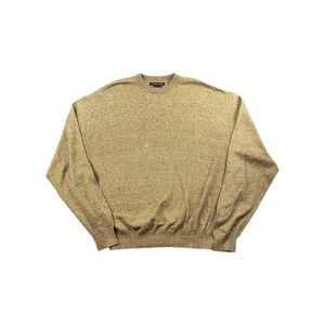 Tulliano XL‎ Silk Cotton Blend Speckled Knit Sweater Mens Gold Tan